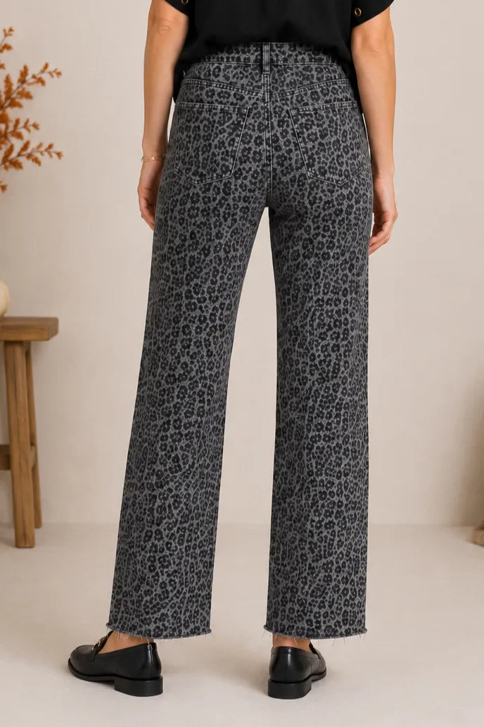 Platinum Animal Wide Leg Fray Hem Jeans
