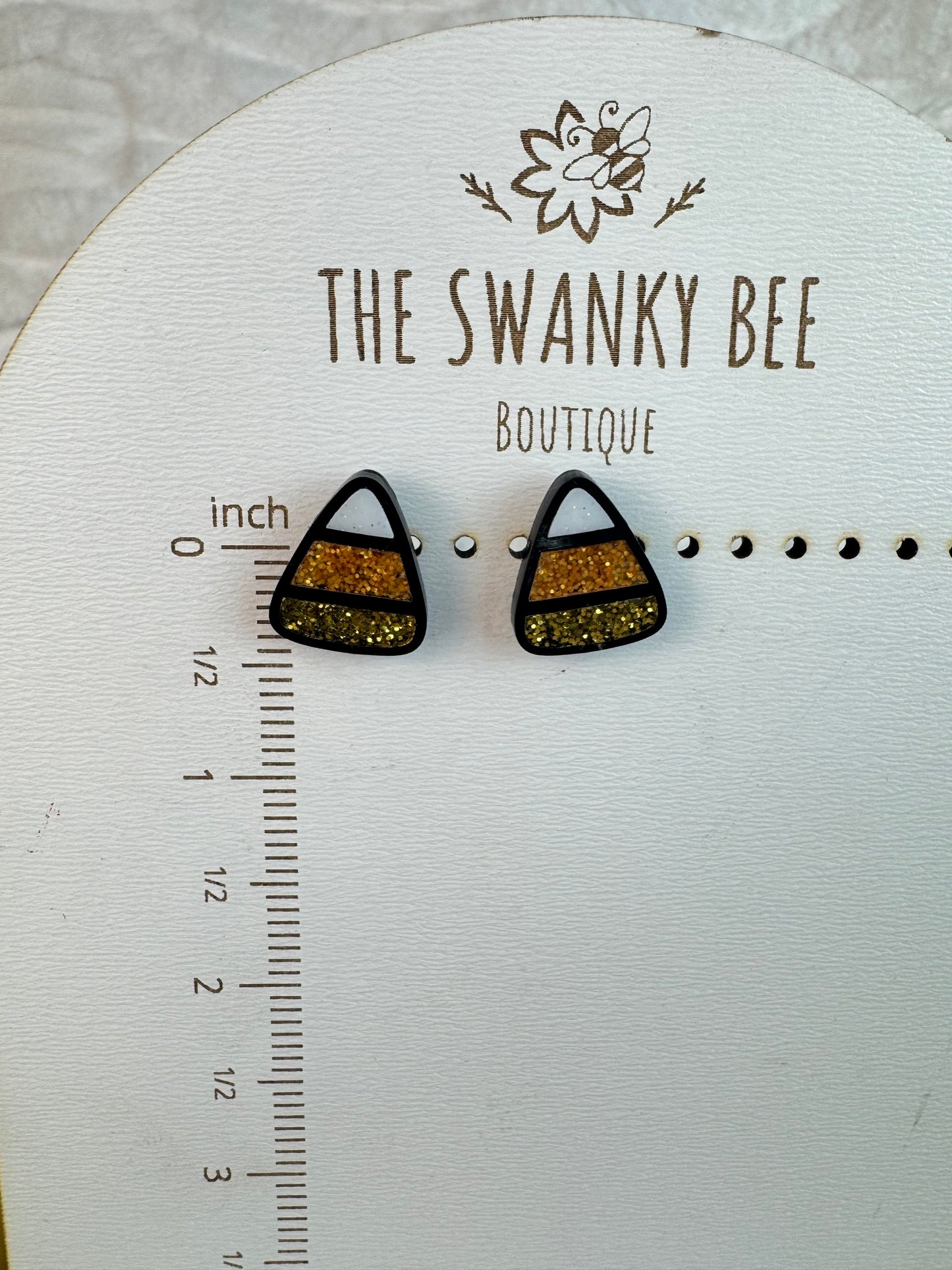 Candy Corn Earrings, Glitter Fall Halloween Jewelry