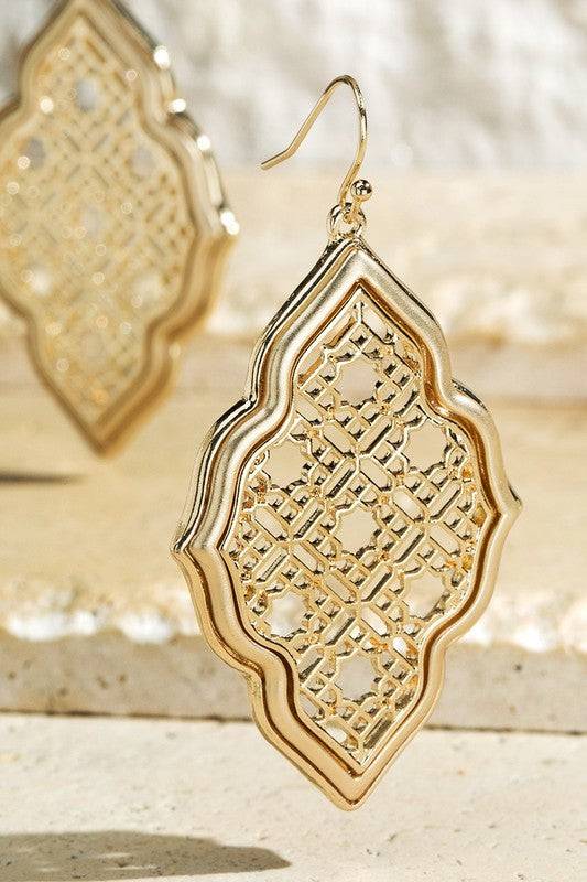 Quatrefoil Filigree Dangle Drop Earrings - Elegant Filigree Design - Vintage Inspired Jewelry - Chic Statement Earrings - Perfect Gift for Her