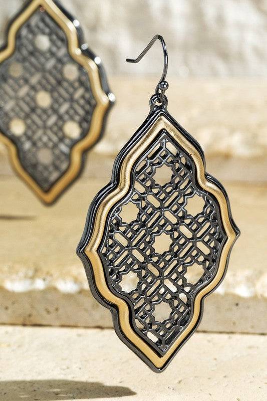 Quatrefoil Filigree Dangle Drop Earrings - Elegant Filigree Design - Vintage Inspired Jewelry - Chic Statement Earrings - Perfect Gift for Her