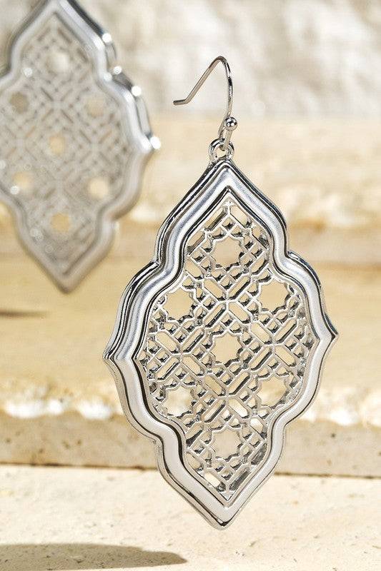Quatrefoil Filigree Dangle Drop Earrings - Elegant Filigree Design - Vintage Inspired Jewelry - Chic Statement Earrings - Perfect Gift for Her
