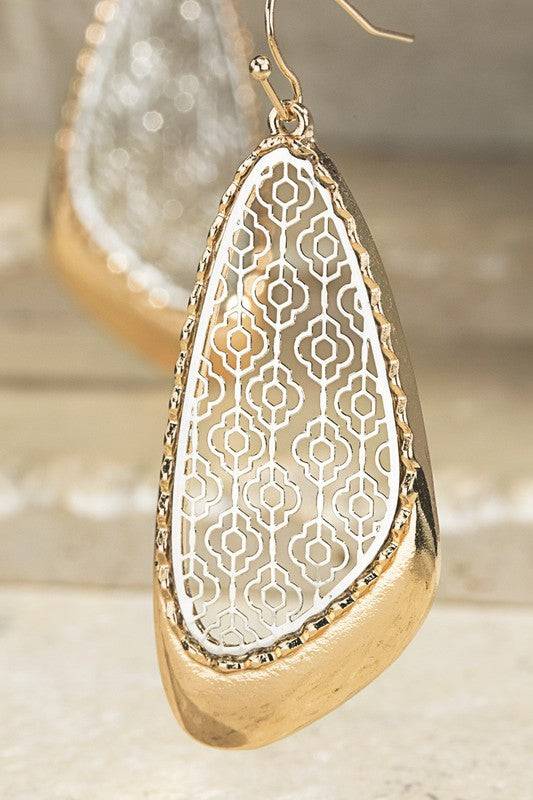 Brass Two Tone Filigree Earrings