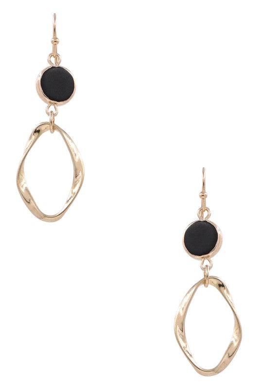 Crumpled Oval Charm Drop Earrings