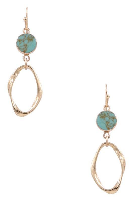 Crumpled Oval Charm Drop Earrings