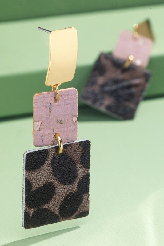 Faux Leather and Cork Earrings