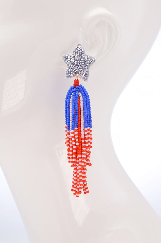 American Seed Bead Star Earrings
