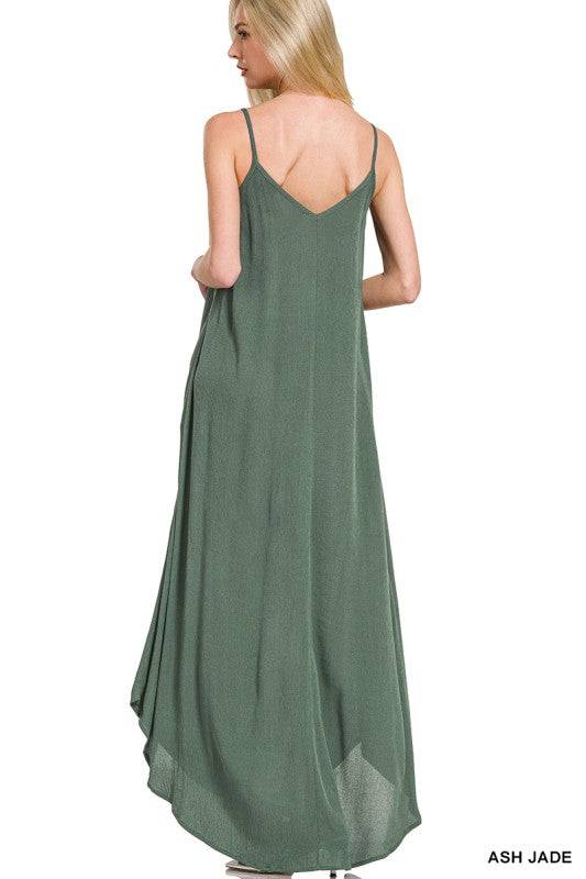Woven Crinkle Cami Maxi Dress with Side Pockets