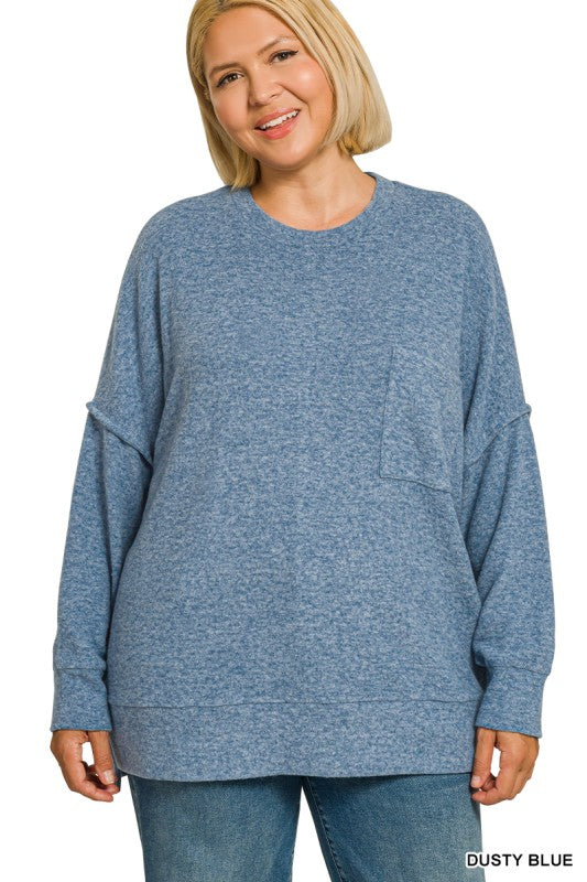 Brushed Melange Drop Shoulder Oversized Sweater