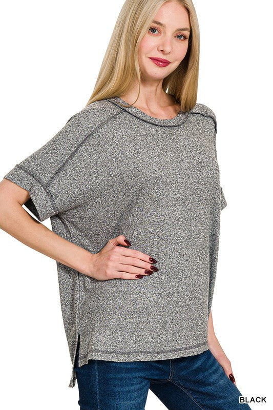Soft Melange Hacci Hi-Low Short Sleeve Tee