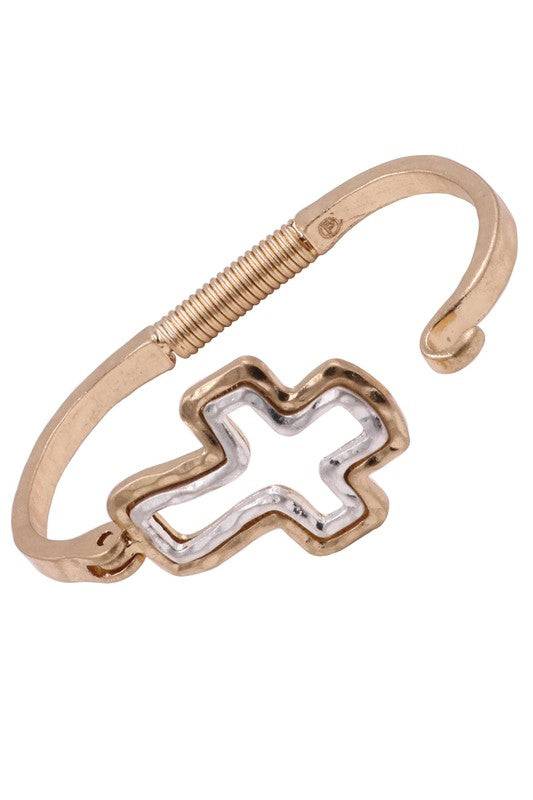 Hammered Cross Cuff Bracelet for Modern Style