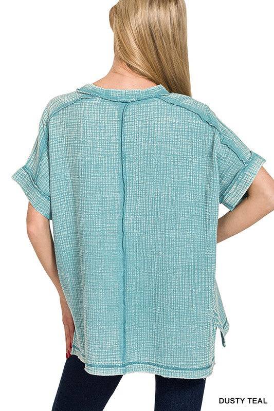 Acid Washed Double Gauze Round-neck Tee