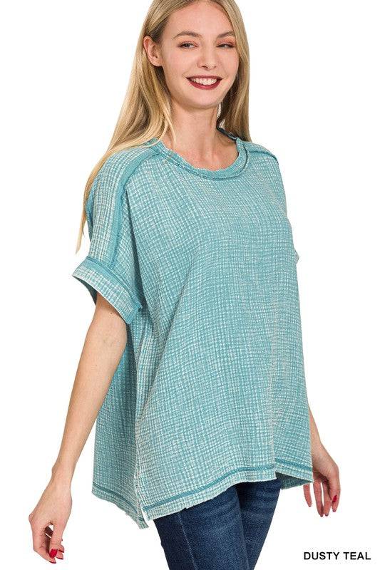 Acid Washed Double Gauze Round-neck Tee
