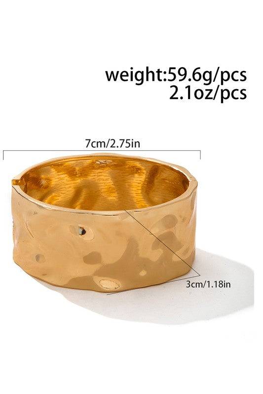Textured Hammered Bangle Bracelet – Gold or Silver