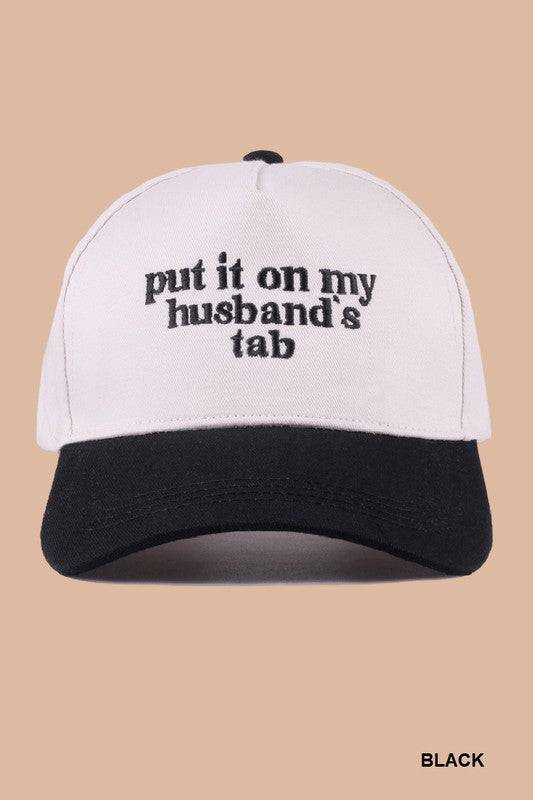Put It On My Husband’s Tab Two-Tone Canvas Cotton Cap