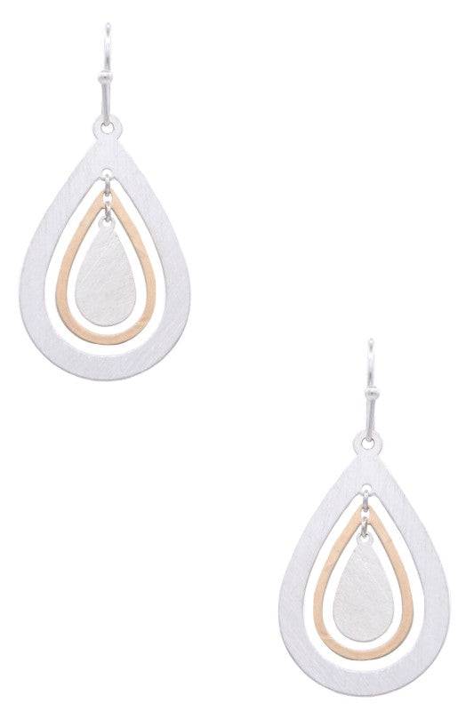 Brass Cutout Teardrop Dangle Earrings