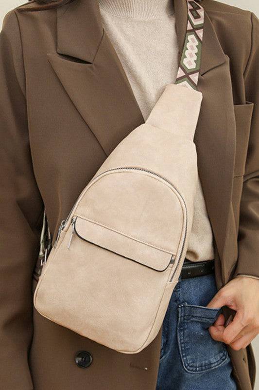 Guitar Strap Crossbody Sling Bag – Vegan Leather Chest Bag with Adjustable Strap