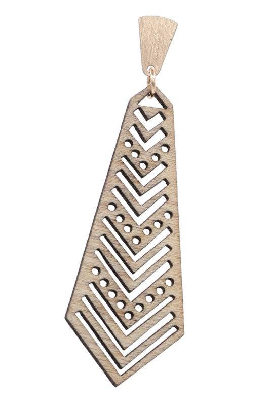Wood Diamond Drop Earrings - Lightweight and Modern Design