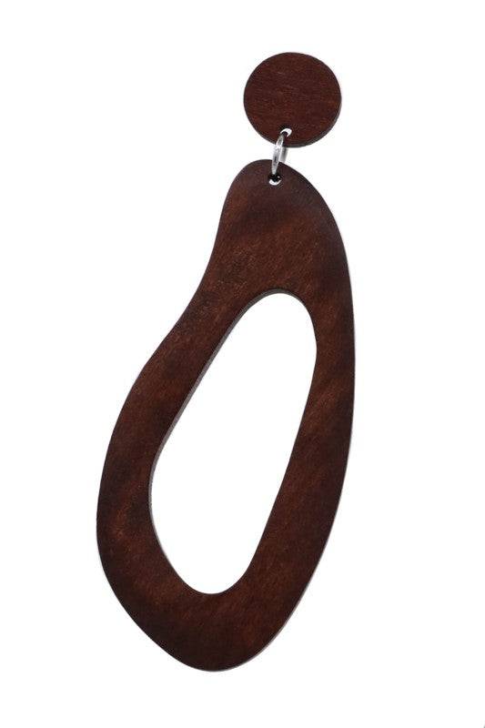 Wood Organic Shape Dangle Earrings for Bold Look
