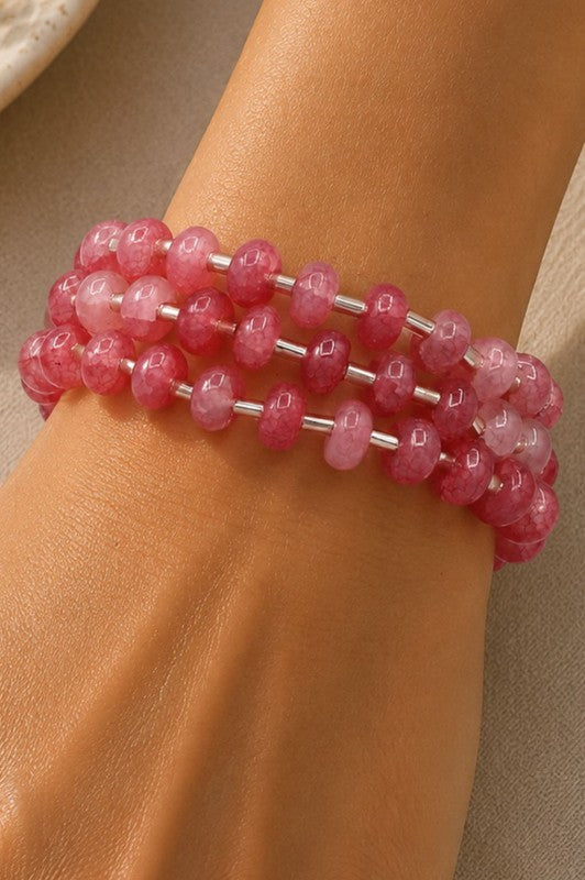 Marble Bead & Bar Multi-Stack Stretch Bracelet Set
