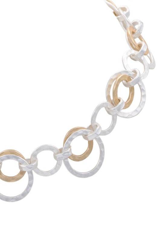 Mixed Metal Chain Necklace - Gold & Silver Links