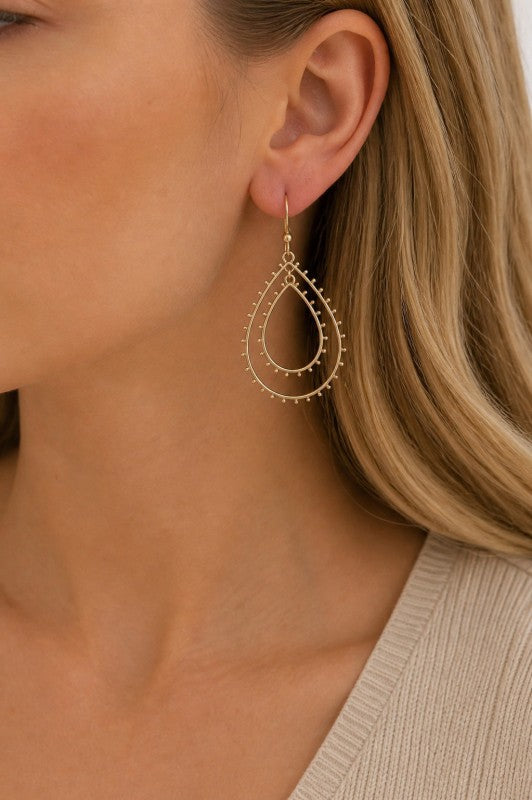 Open Frame Teardrop Dangle Earrings