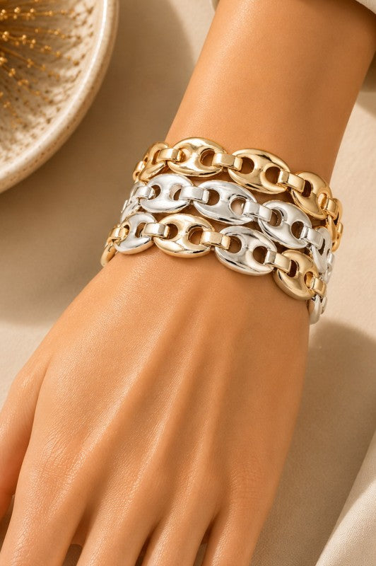 Bold Oval Link Stretch Bracelet