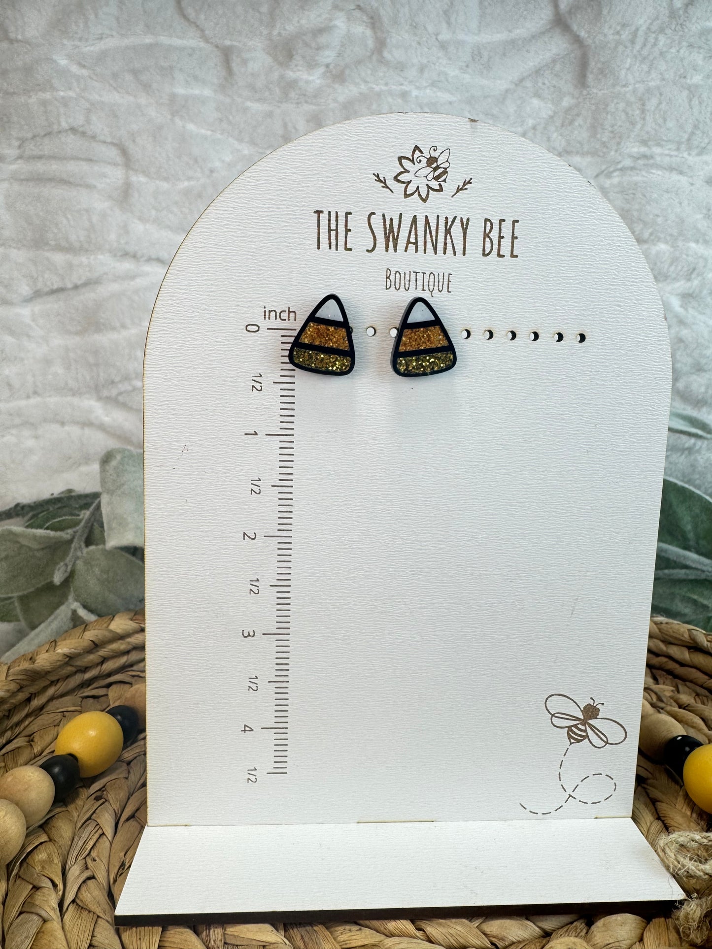 Candy Corn Earrings, Glitter Fall Halloween Jewelry