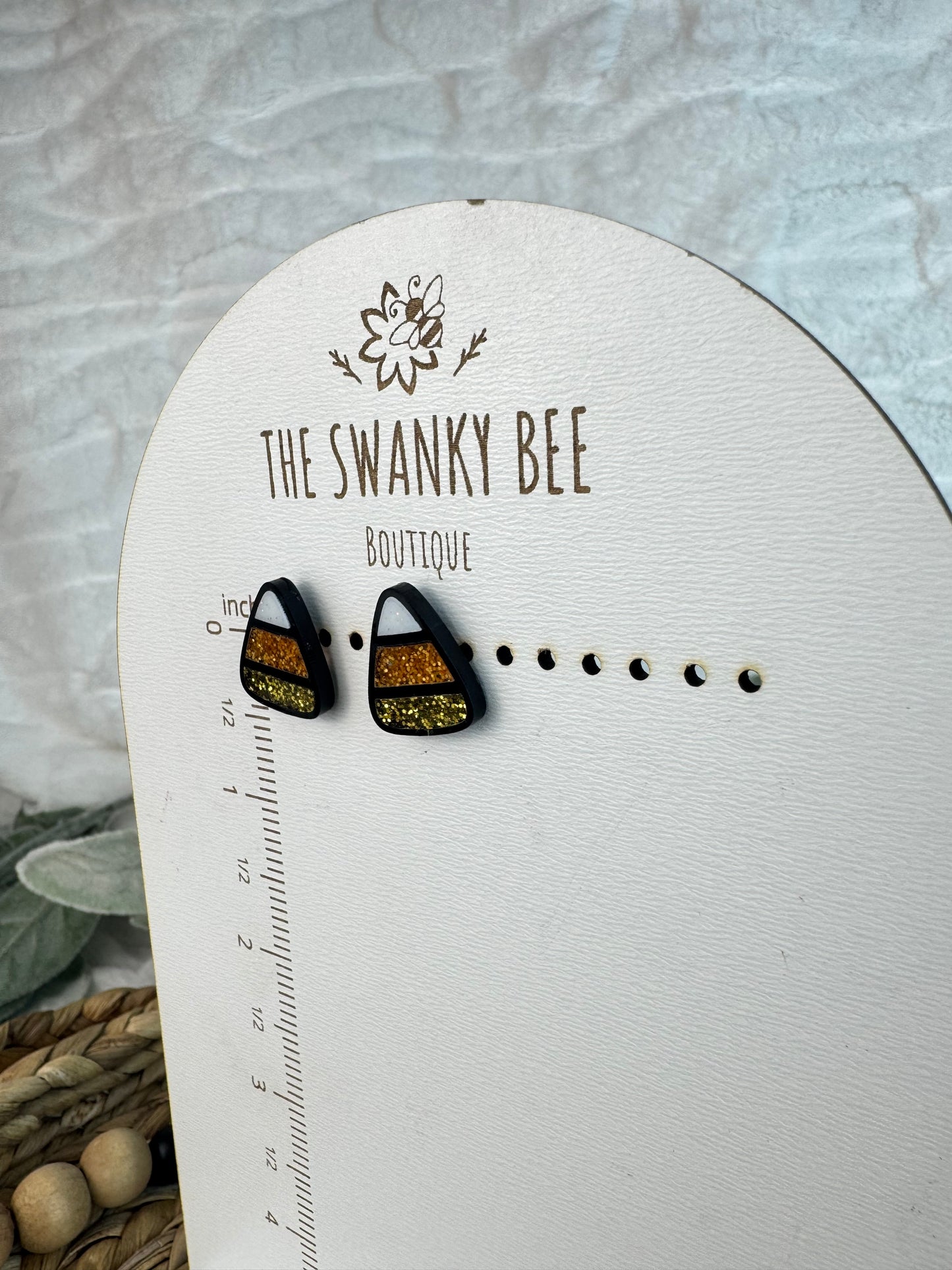 Candy Corn Earrings, Glitter Fall Halloween Jewelry
