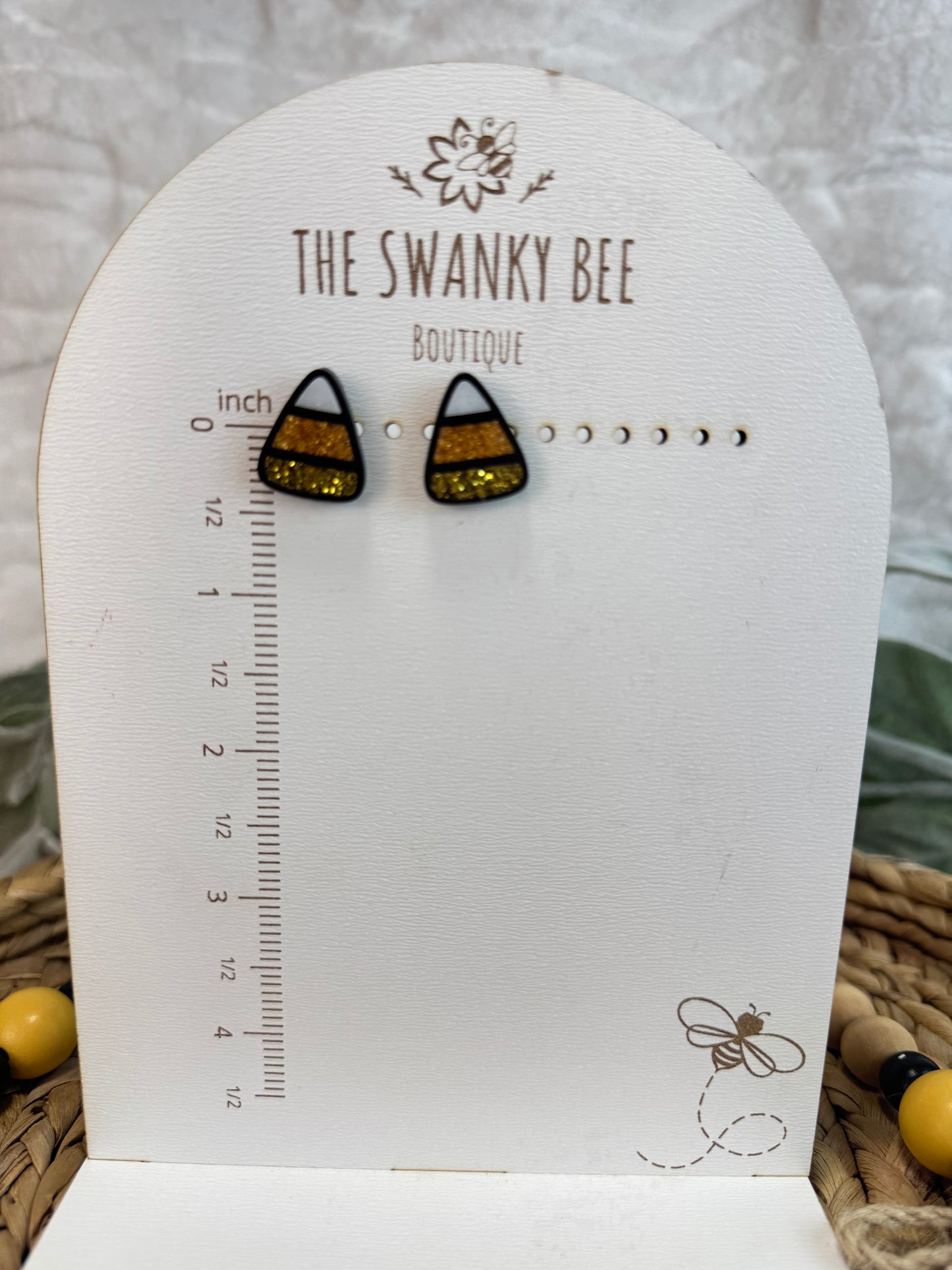 Candy Corn Earrings, Glitter Fall Halloween Jewelry