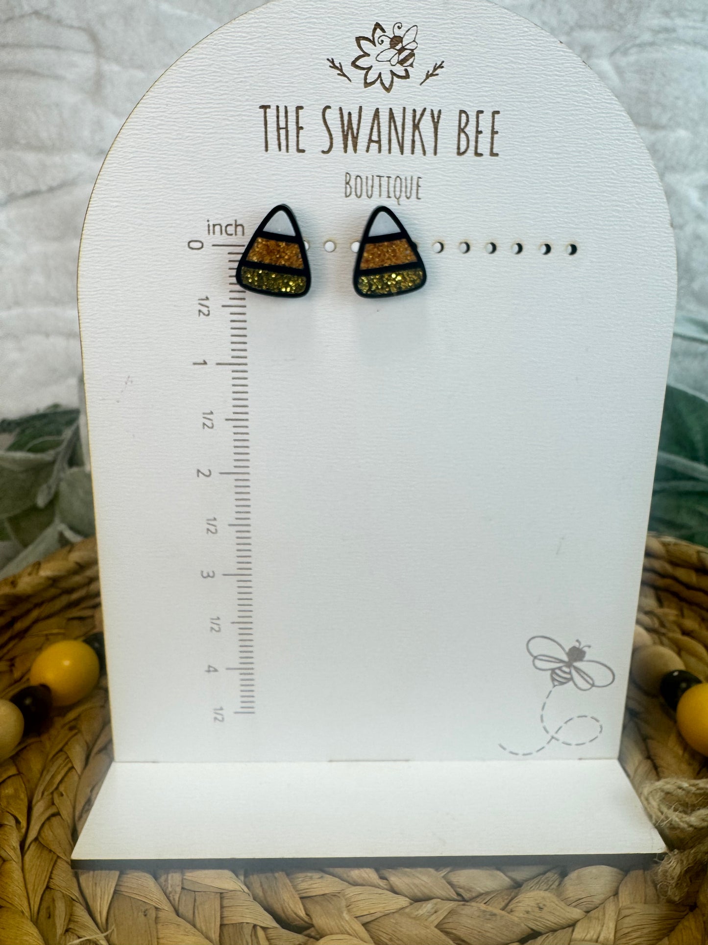 Candy Corn Earrings, Glitter Fall Halloween Jewelry