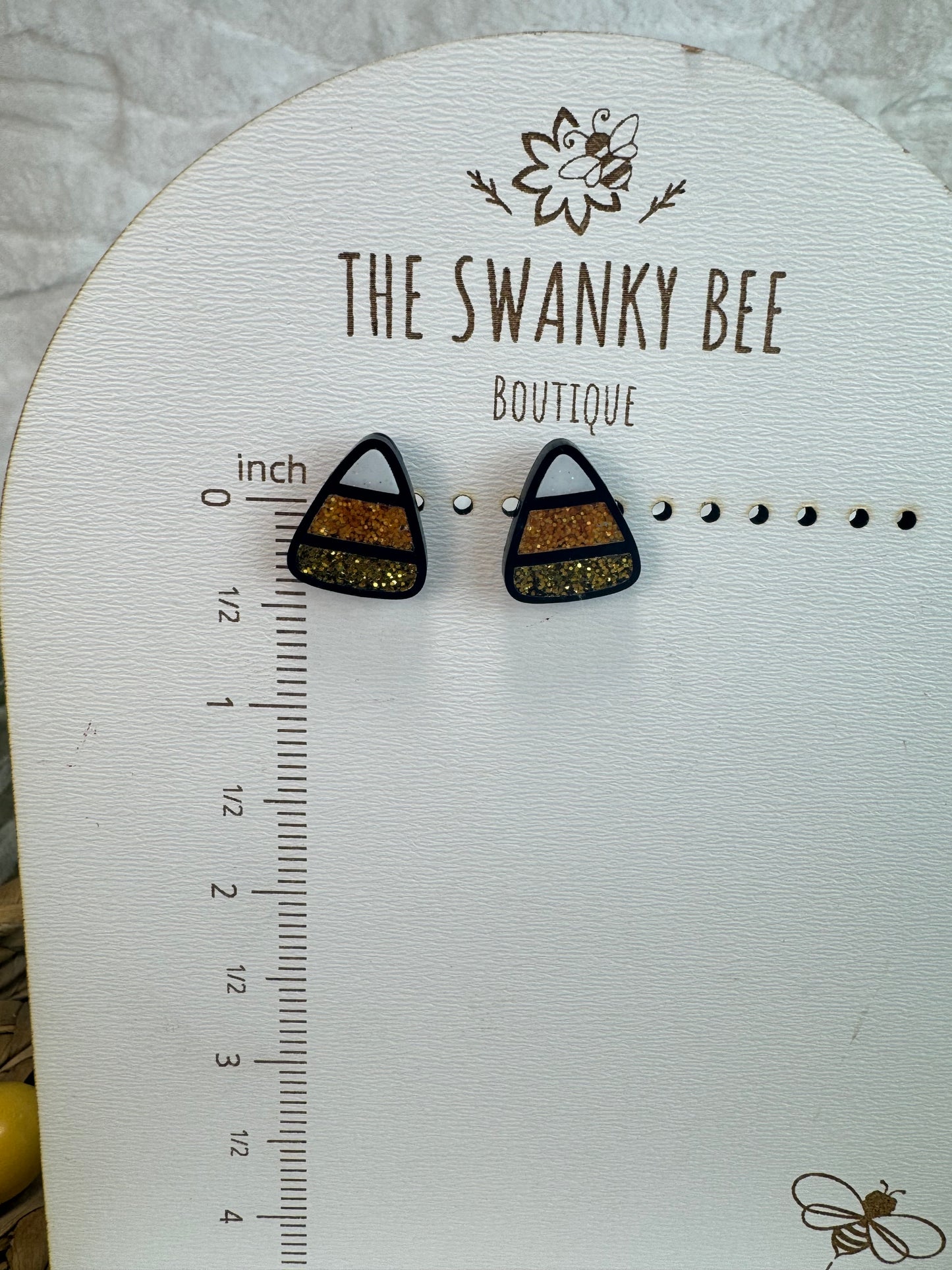 Candy Corn Earrings, Glitter Fall Halloween Jewelry