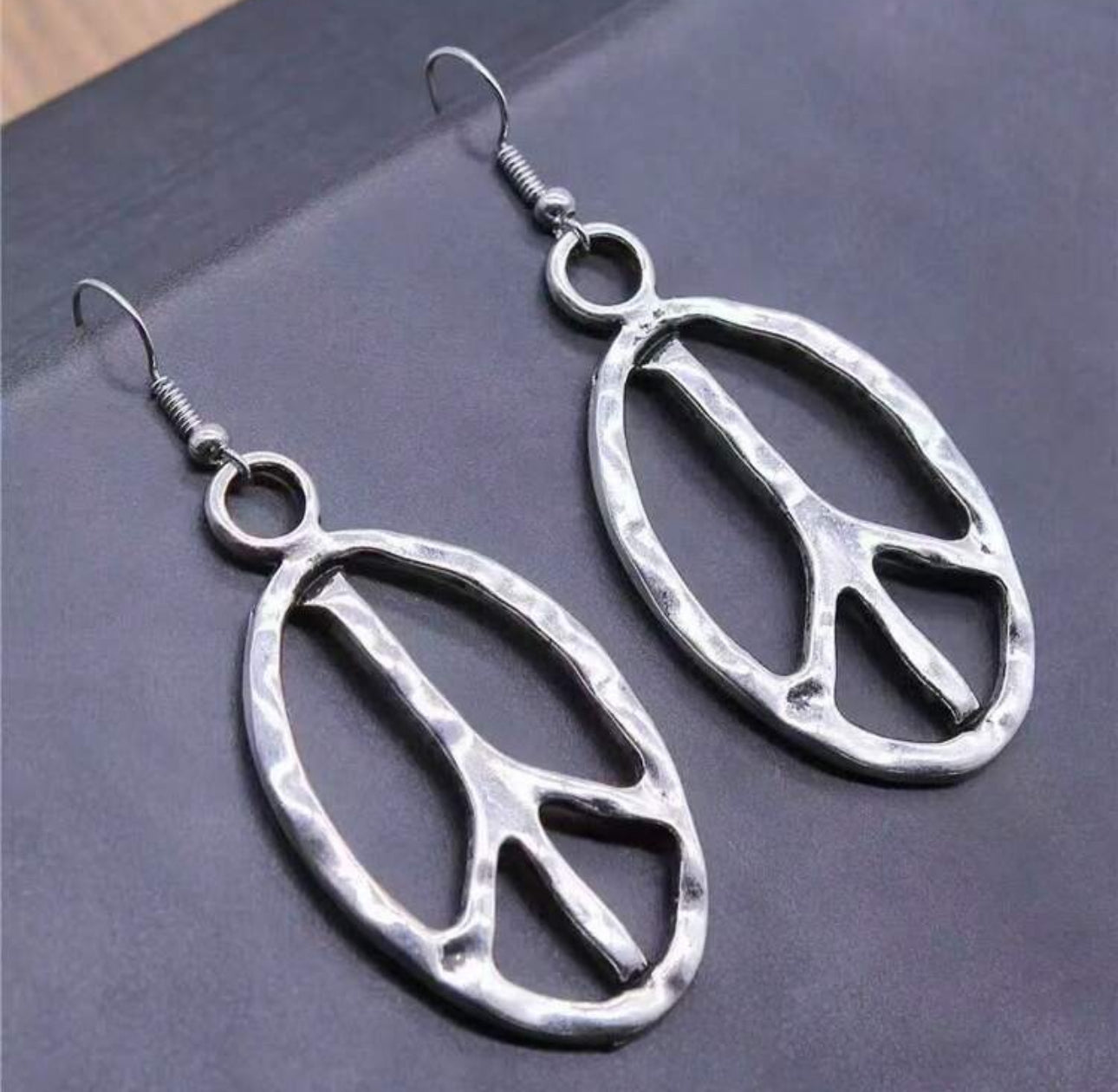 Retro Peace Sign Pendant Earrings
