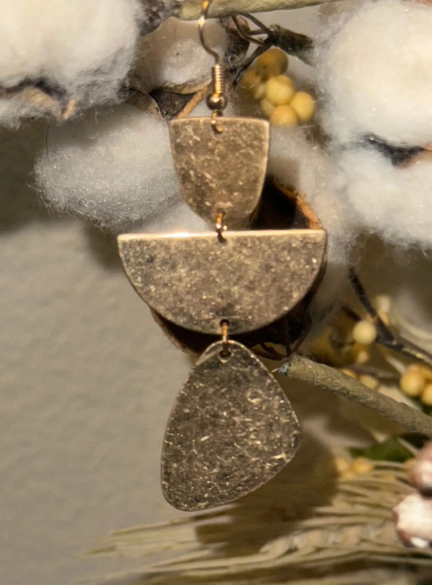 Gold Plated Metal Drop Earrings