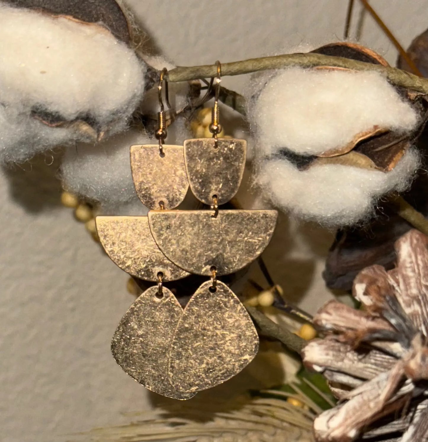 Gold Plated Metal Drop Earrings