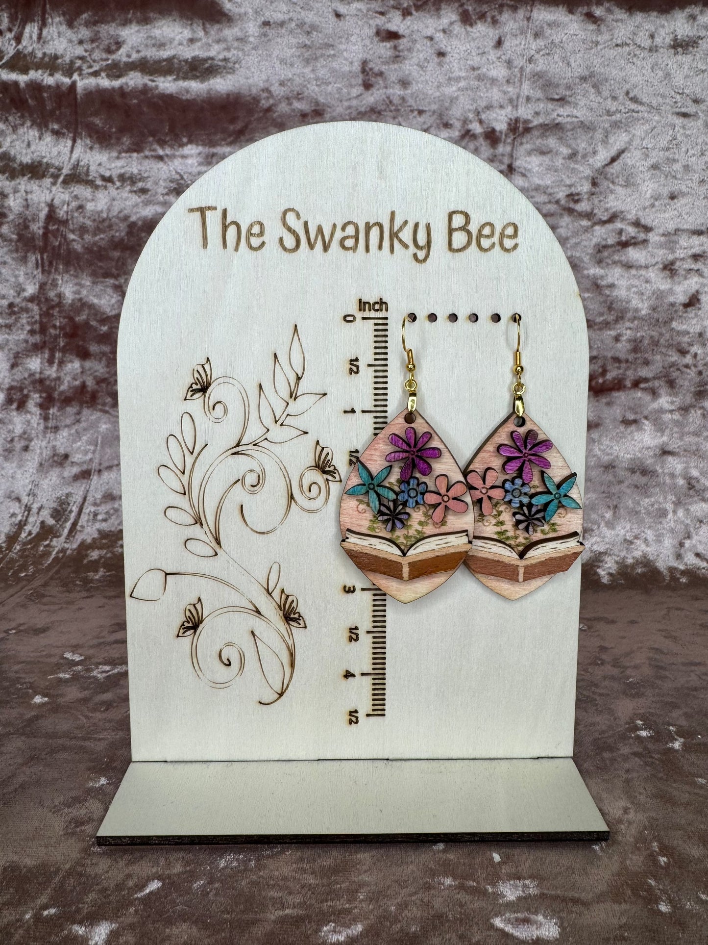 Books and Flowers Earrings