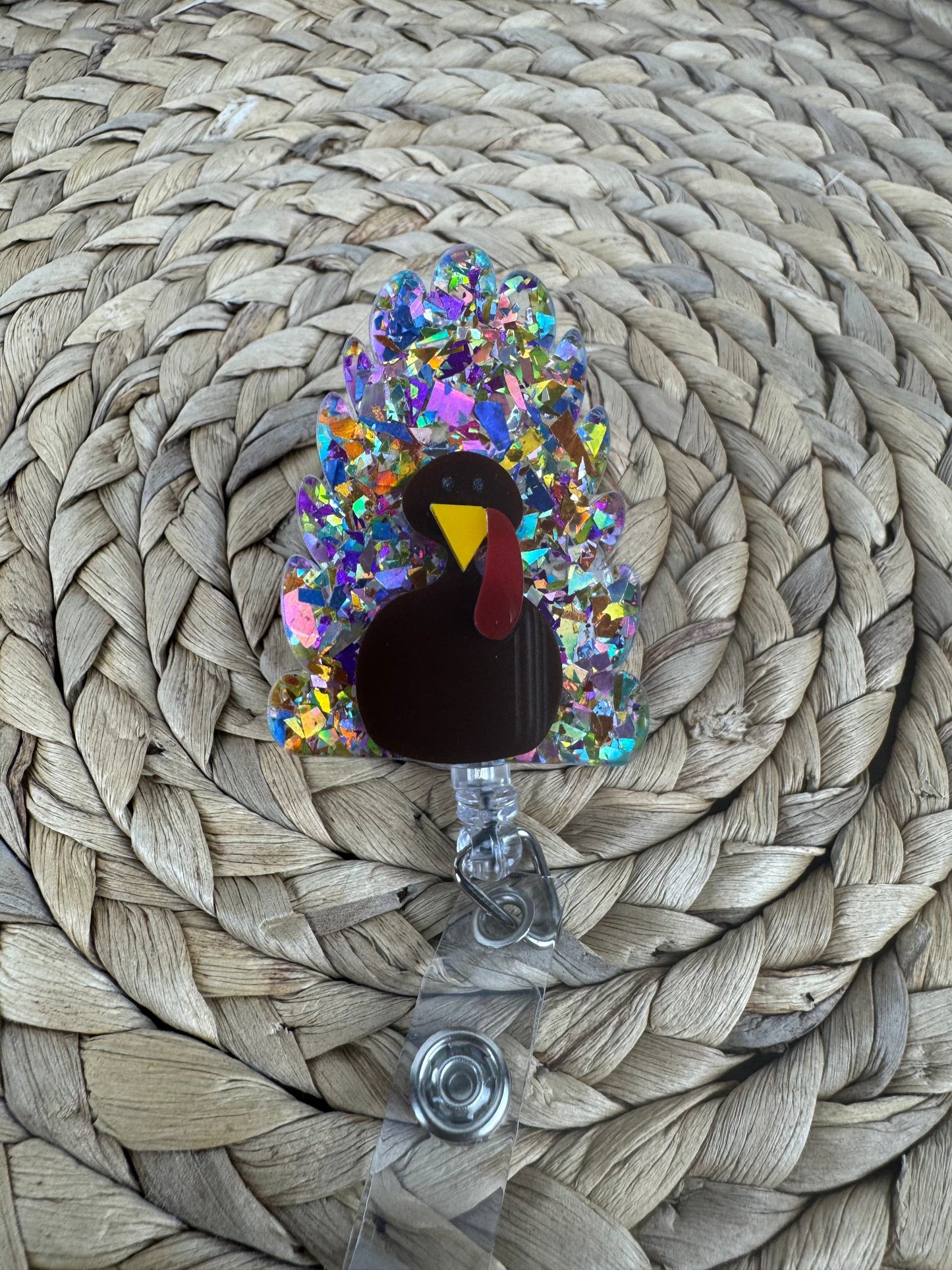 Glitter Turkey Badge Reel