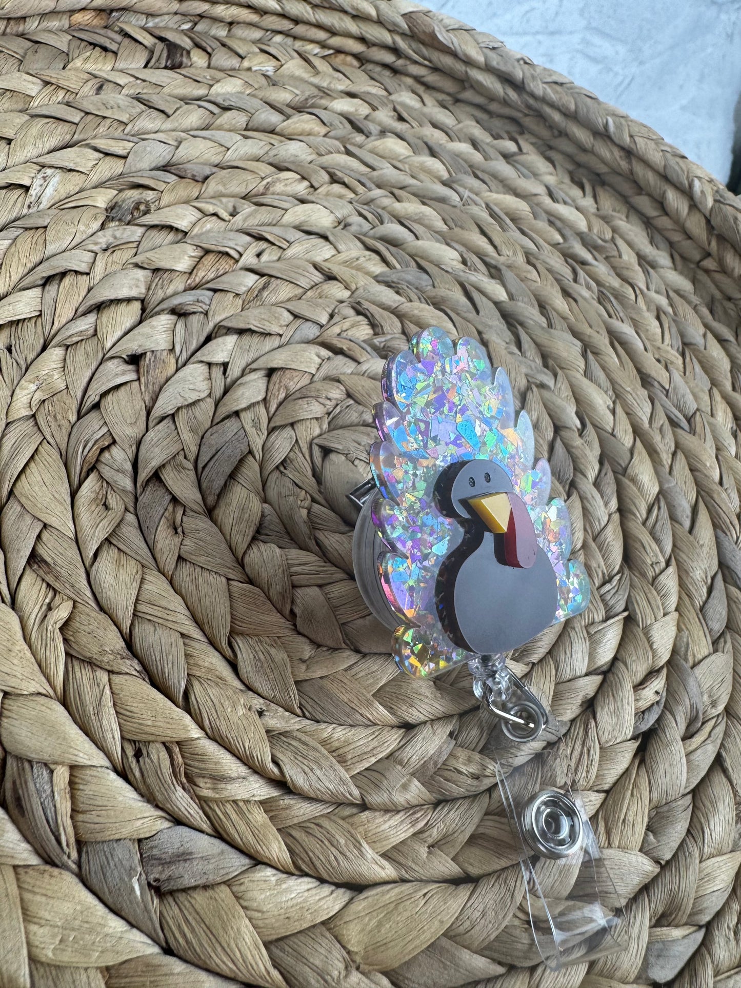 Glitter Turkey Badge Reel