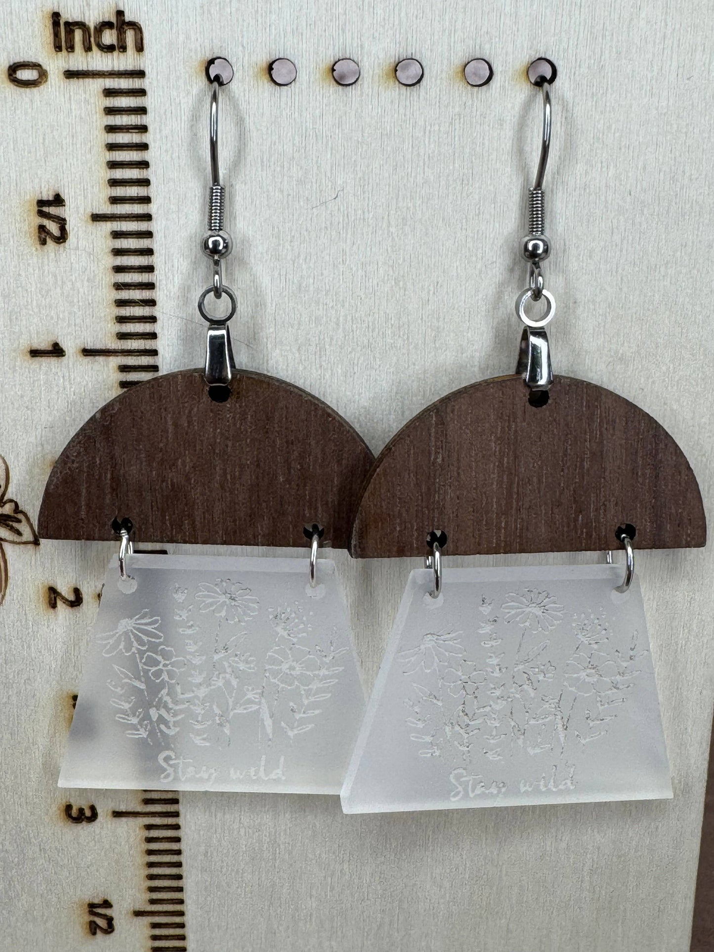 Stay Wild Acrylic and Walnut Earrings