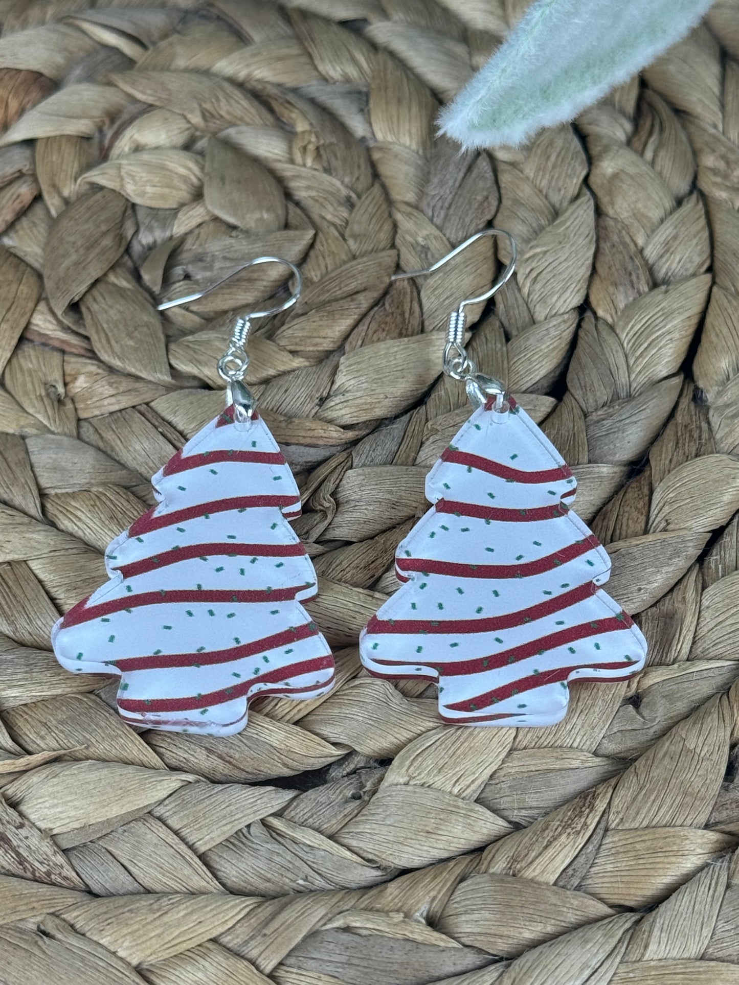 Christmas Cake Earrings - Festive Holiday Jewelry - Cute Dessert Earrings - Handmade Christmas Accessory