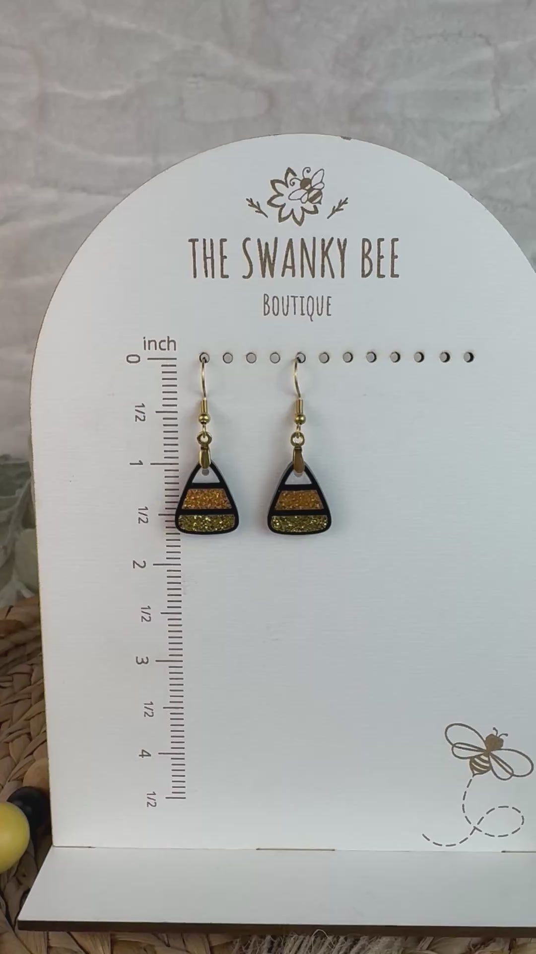 Candy Corn Earrings, Glitter Fall Halloween Jewelry