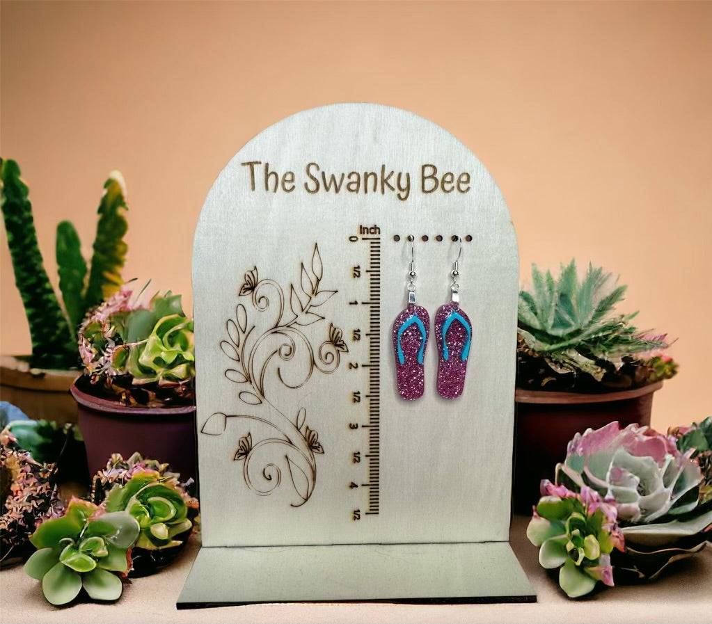 Glitter Flip Flop Earrings - Fun Beach Jewelry - Sparkly Summer Accessories - Handmade Beachwear - Cute Vacation Earrings
