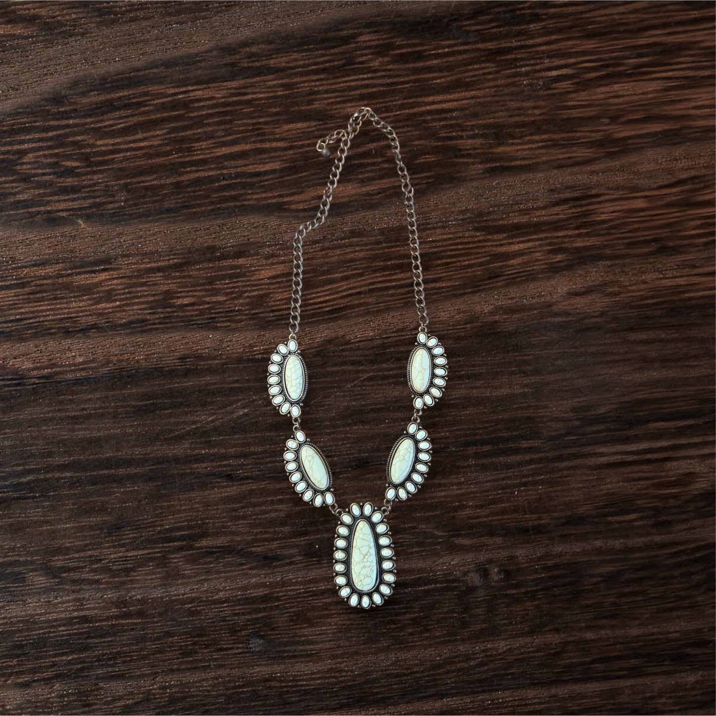 Western Style Cream Stone Statement Necklace