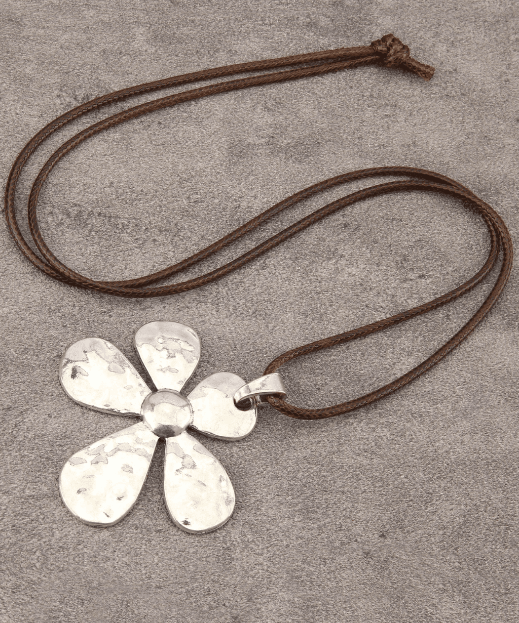 Simple Silver Asymmetrical Sunflower Pendant Necklace