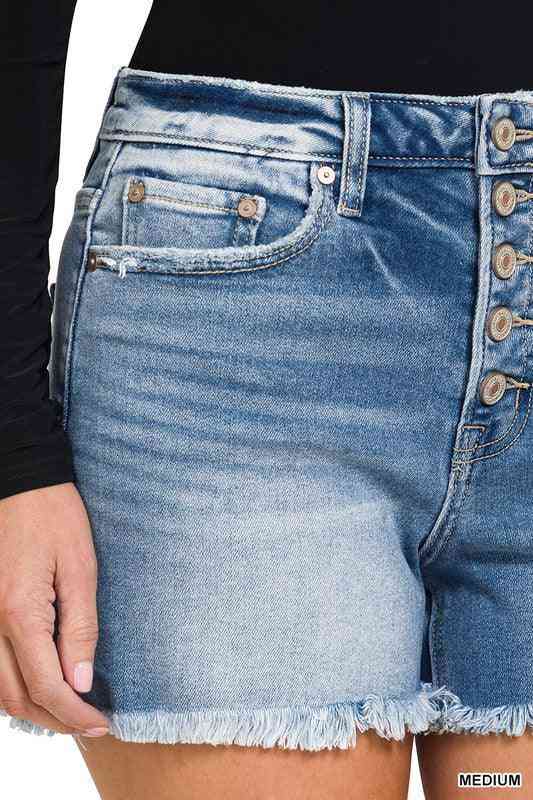 Button Fly Denim Shorts - The Swanky Bee