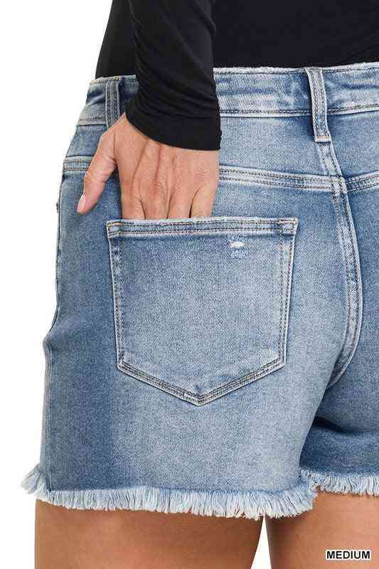 Button Fly Denim Shorts - The Swanky Bee
