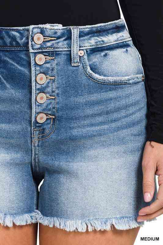 Button Fly Denim Shorts - The Swanky Bee
