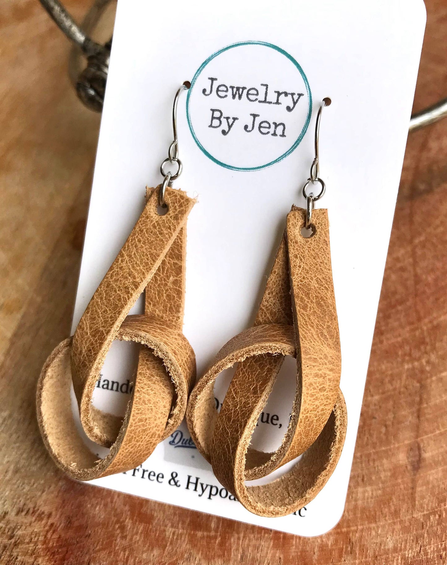 Weathered Tan Knot Earrings