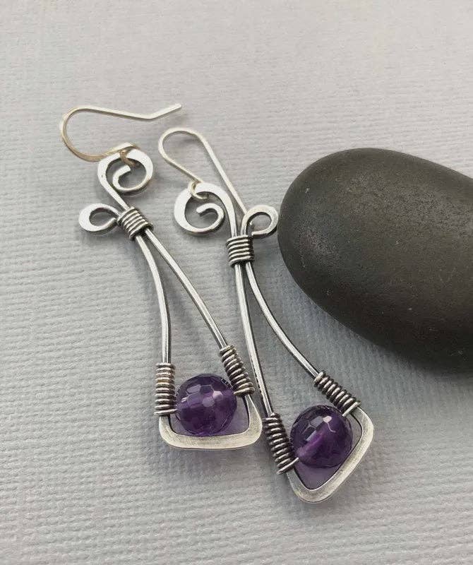 Bohemian Purple Amethyst Earrings