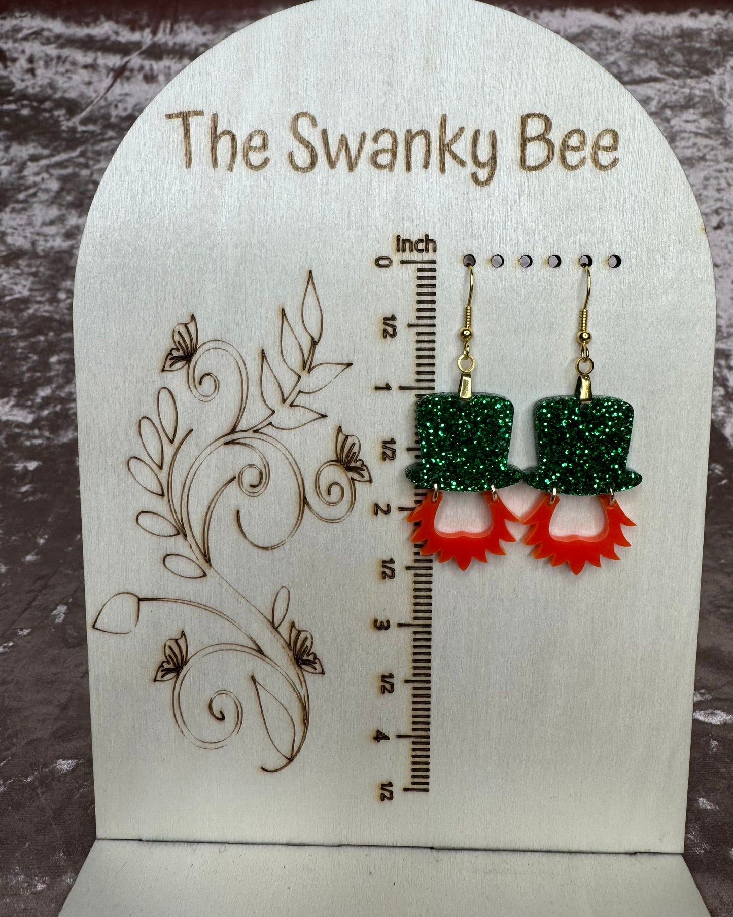 Leprechaun Earrings: St. Patrick's Day Green Glitter Charm Jewelry