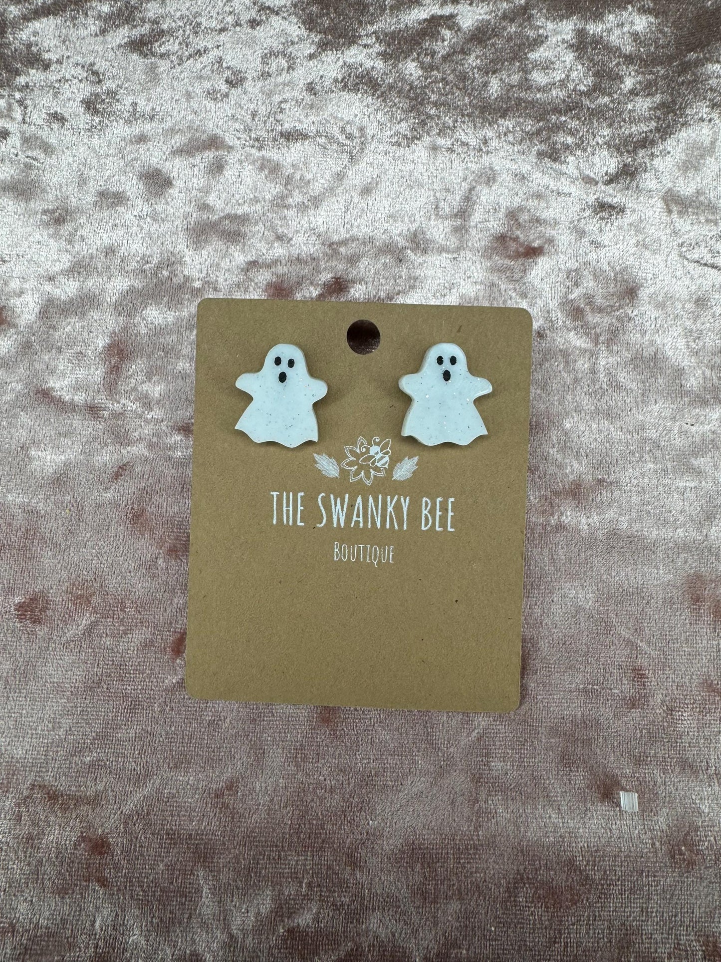 Ghostly Glitter Studs: Halloween Earrings, Spooky Jewelry
